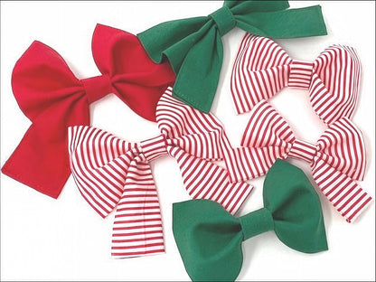 Christmas, Holiday, Dog Collar Bow Tie, For Girls, Boys, Girly Bowtie, Red, Green, White, Stripe, Solid, Festive, Xmas, Girly Dog Bow