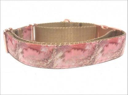 Custom, Buckle Martingale Dog Collar, Marble, Girl, Pink, Gold, Rose Gold, Big Pup Pet Fashion, Designer, Fashion, Fabric, Greyhound, Small