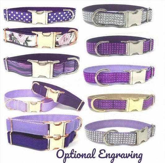 Purple Dog Collar, Girl, Custom, Personalized, Engraved, Cute, Designer, Puppy, Small, Large, Bling, Girl Dog Collar Rhinestone, BLing