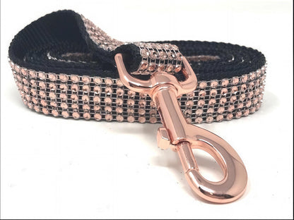 Rose Gold, Rhinestone, Dog Leash, Lead, 5 Foot, Fancy, Bling, Sparkly, Girls, Female, Glam, Wedding, Puppies, Small, Medium, Large
