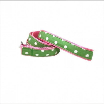 Cute Girl Dog Collar, Pink, Green, Polka Dot, Puppy Collar, Personalized Female Pet Collar, Custom, Engraved, Large, Dog Collar With Name