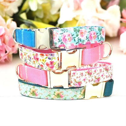 Cute, Custom, Buckle Martingale Dog Collar, Pink, Floral, Girl, Big Pup Pet Fashion, Designer, Puppy, Greyhound, Whippet, Fabric, Roses