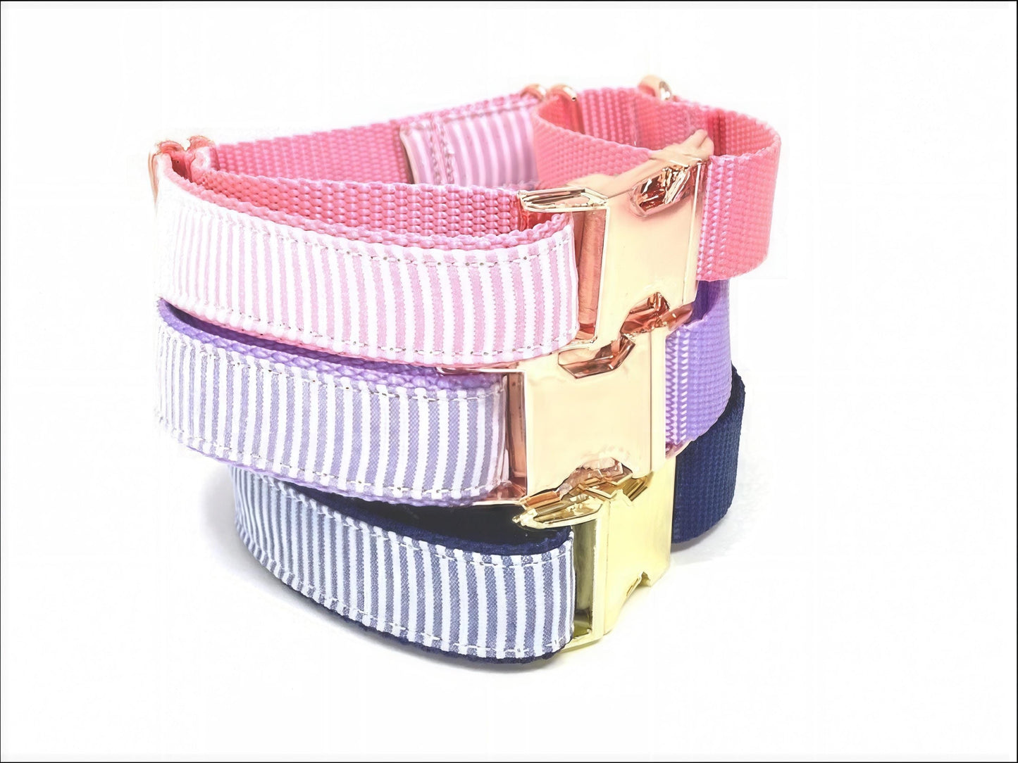 Cute, Custom, Buckle Martingale Dog Collar, Purple, Stripe, Seersucker, Girl, Big Pup Pet Fashion, Designer, Puppy, Greyhound, Whippet,