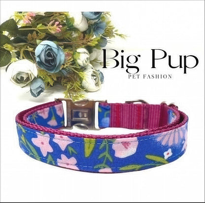 Cute, Personalize, Pink, Blue, Floral Dog Collar, Puppy Collar, Engrave, Custom, Designer Dog Collar, Small, Large, Girl, Daisy, Rose