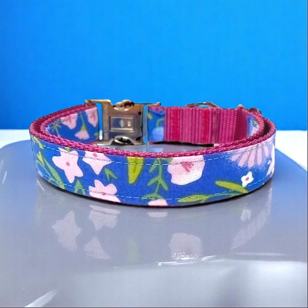 Cute, Personalize, Pink, Blue, Floral Dog Collar, Puppy Collar, Engrave, Custom, Designer Dog Collar, Small, Large, Girl, Daisy, Rose