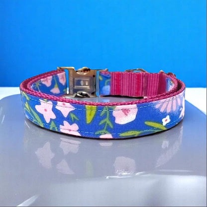 Cute, Personalize, Pink, Blue, Floral Dog Collar, Puppy Collar, Engrave, Custom, Designer Dog Collar, Small, Large, Girl, Daisy, Rose