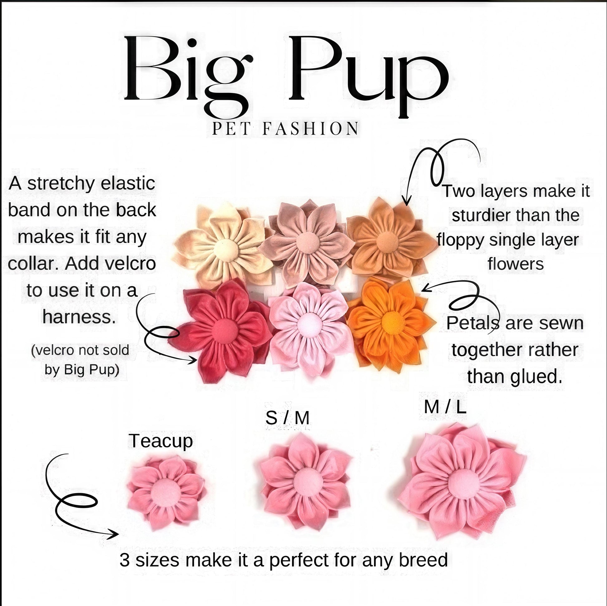 Pink, Dog Collar Flower, Blue, Green, Lilac, Purple, Girl, collar Accessories, Girly Dog Bow, Puppy Bowtie, Dog Collar Flower, Dog Bowtie