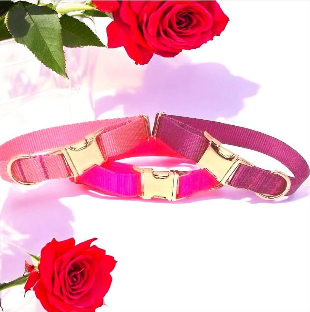 Dog Collar Girly, Light Pink, Hot Pink, Raspberry, Female, Puppy, Pet Collar, Personalized, Engraved, Small, Large, Custom Dog Collar, Cat