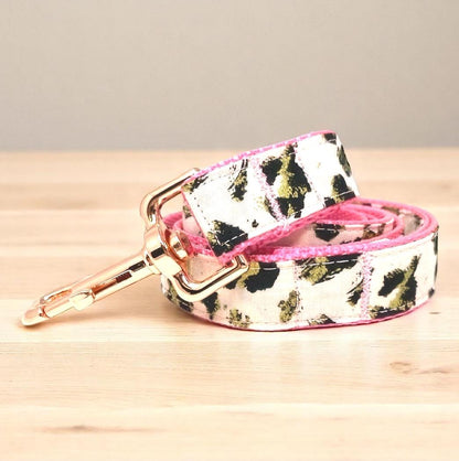 Dog Leash, Leopard Print, Pink, Black, Gold, Dog Leash, Lead, 5 Foot, Fancy, Boys, Girls, Female, Puppy, Small, Medium, Large
