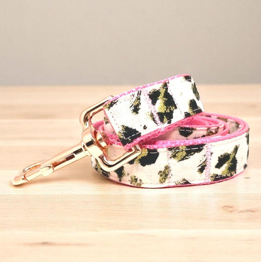 Dog Leash, Leopard Print, Pink, Black, Gold, Dog Leash, Lead, 5 Foot, Fancy, Boys, Girls, Female, Puppy, Small, Medium, Large