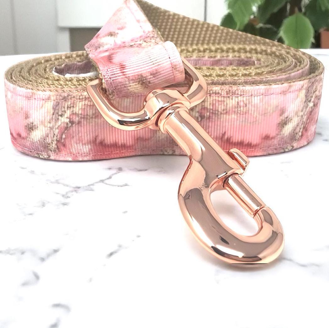 Dog Leash, Marble, Rose Gold, Pink, Gold, Dog Leash, Lead, 5 Foot, Fancy, Bling, Girls, Female, Glam, Wedding, Puppy, Small, Medium, Large