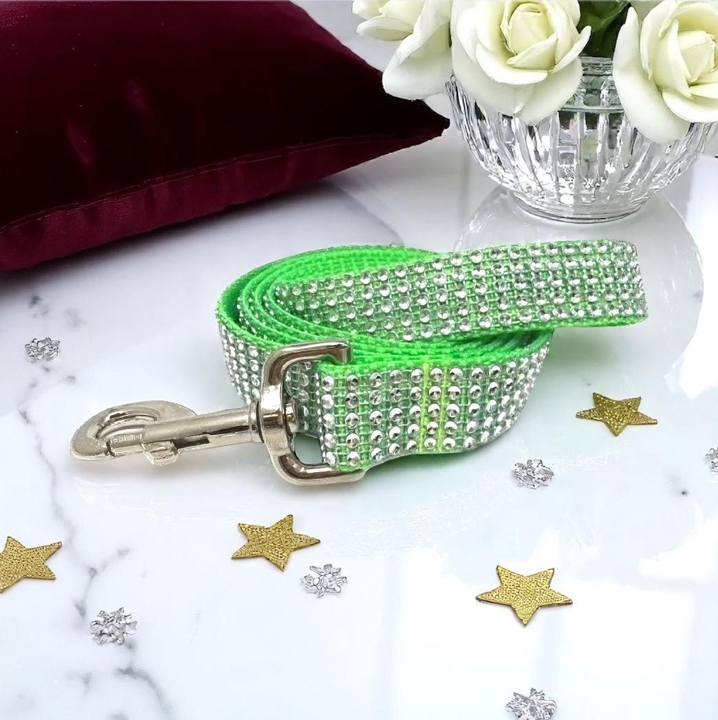 Fall Dog Leash, Neon, Lime, Green, Rhinestone Fancy, Blingy Dog Leash, Wedding Dog Leash, Sparkle Dog Leash, Bling, Designer, Puppy