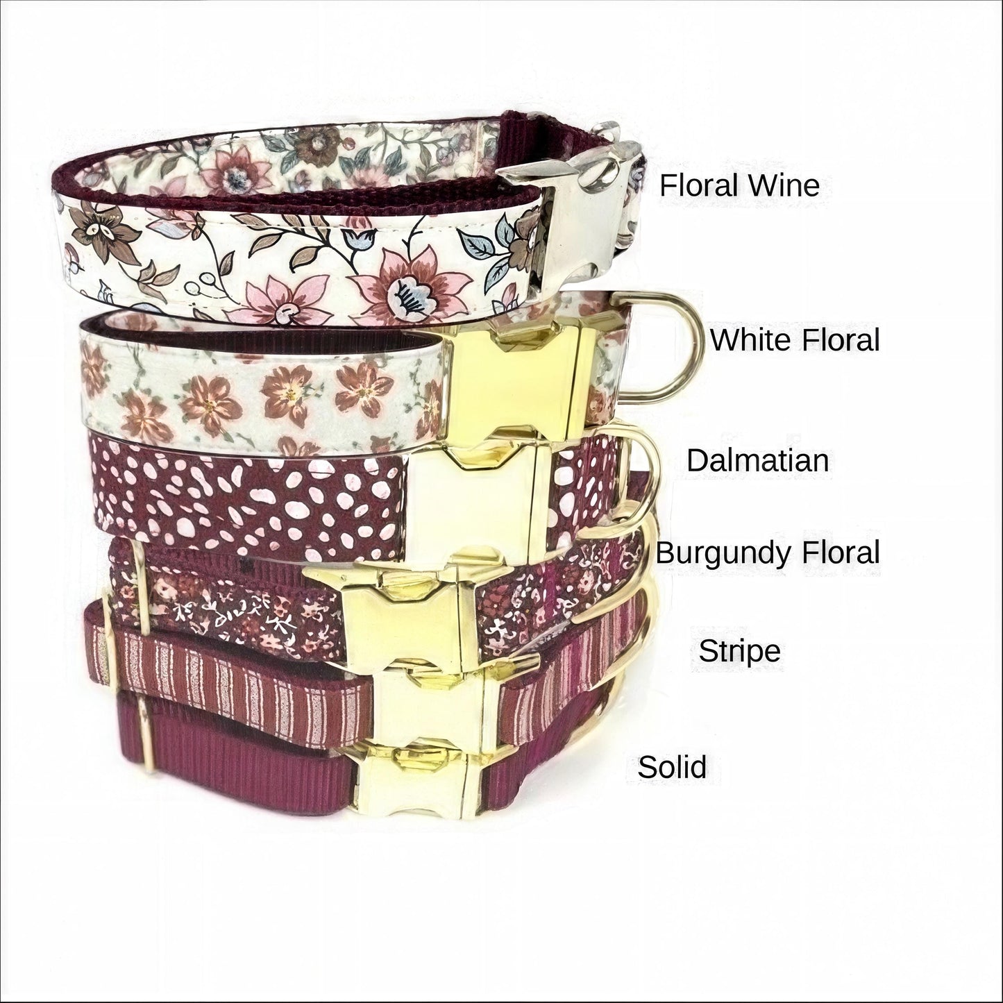 Fall, Burgundy, Dog Collar Girl, Custom, Floral, Personalize, Engraved, Cute, Designer, Puppy, Dalmatian Spot, Small, Medium, Large, Floral