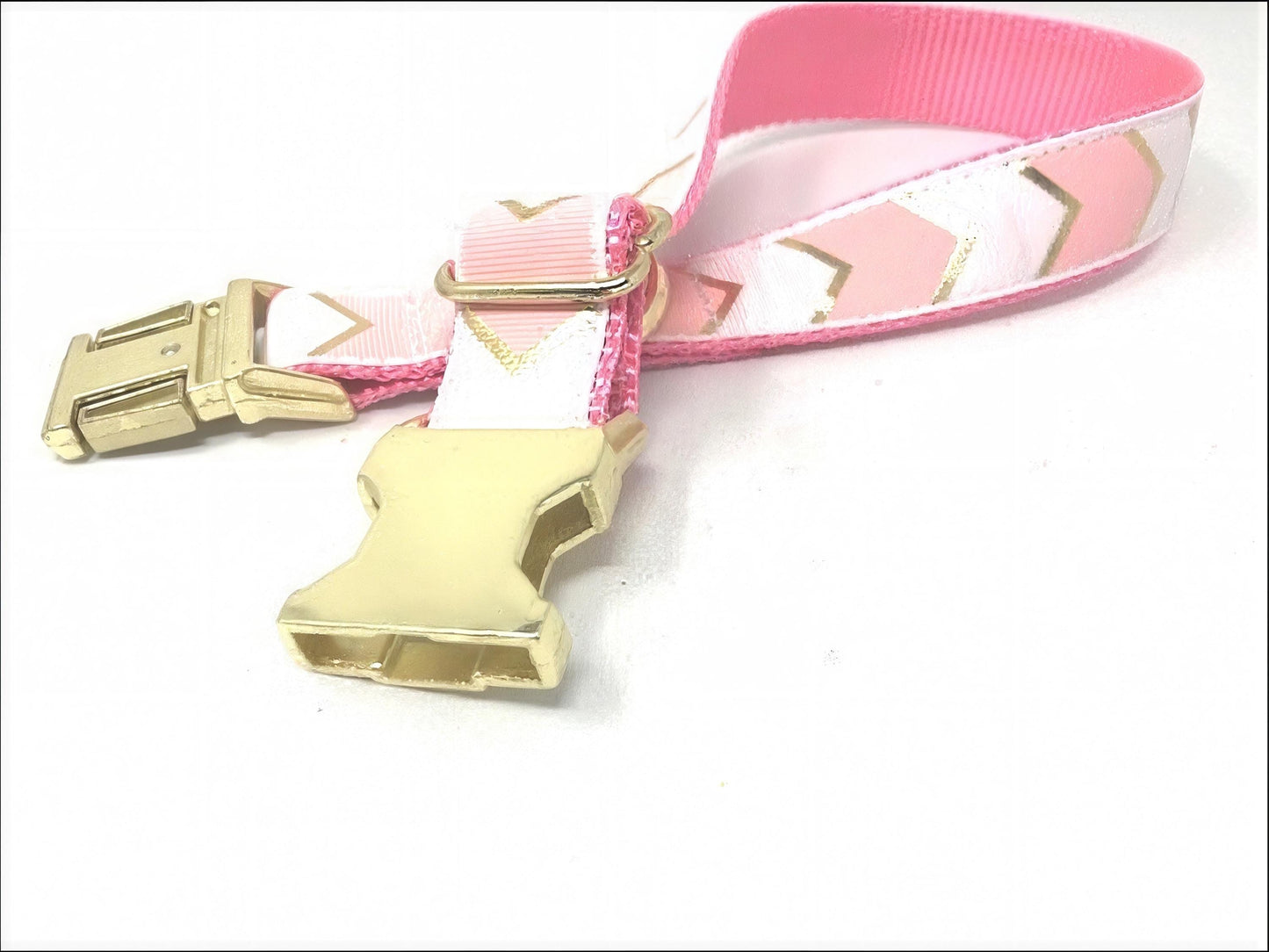Pink And Gold Chevron Dog Collar For Girls, Personalized Dog Collar, Engraved Dog Collar, Custom Dog Collar, Fancy Dog Collar