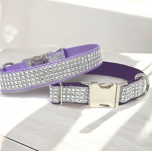 Fancy Girl Dog Collar, Purple, Lavender, Bling, Wedding, Sparkle Dog Collar, Puppy Collar, Pet, Personalize, Engraved, Custom, Diamond