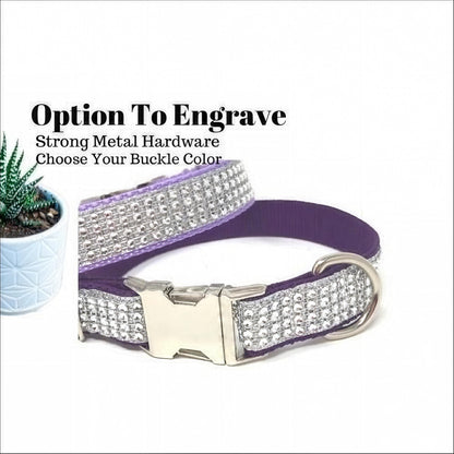 Fancy Girl Dog Collar, Purple, Lavender, Bling, Wedding, Sparkle Dog Collar, Puppy Collar, Pet, Personalize, Engraved, Custom, Diamond