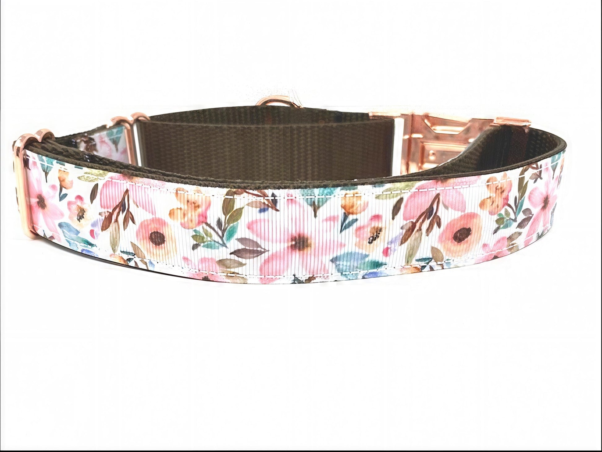 Martingale Dog Collar, With Rose Gold Buckle, Girl, Floral Dog Collar, Choker, Pink, Personalized, Engraved, Greyhound, Custom, Puppy