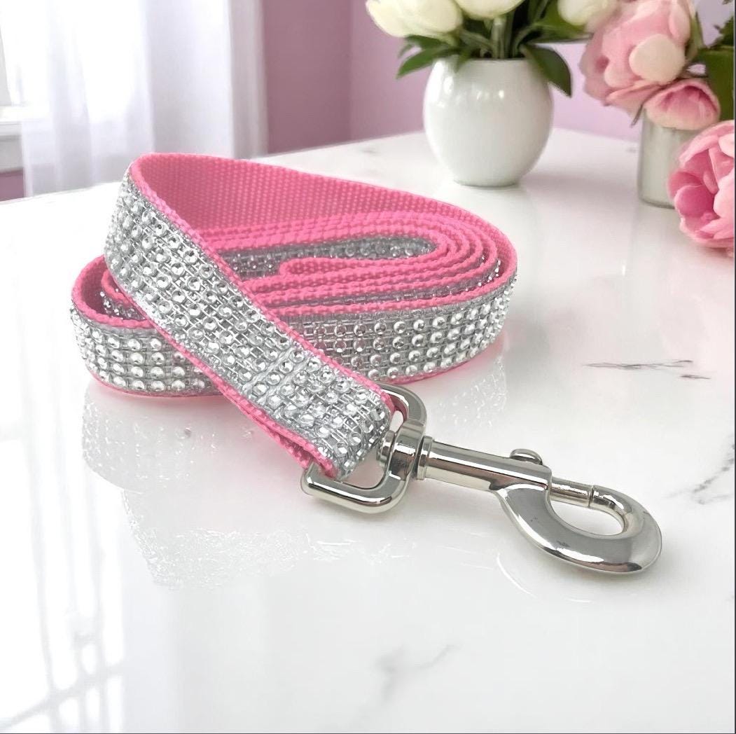 Fancy, Light Pink, Rhinestone, Glitter, Glam, Bling, Sparkly, 5 Foot Dog Leash, Girls, Female