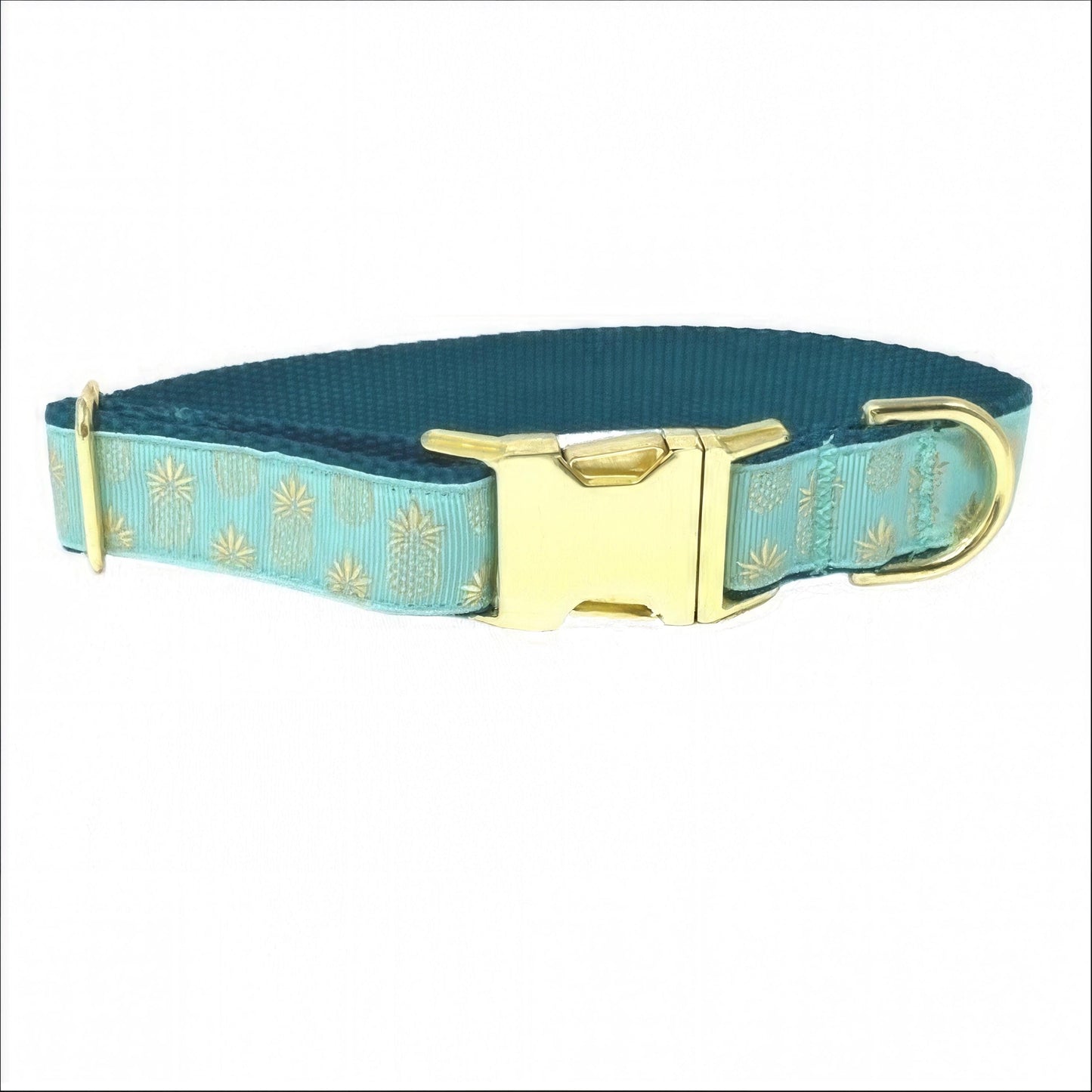 Gold, Teal, Pineapple, Dog Collar, For Girls, For Boys, Summer, Personalized, Engraved, Trendy, Pretty, Female Dog Collar, Customized