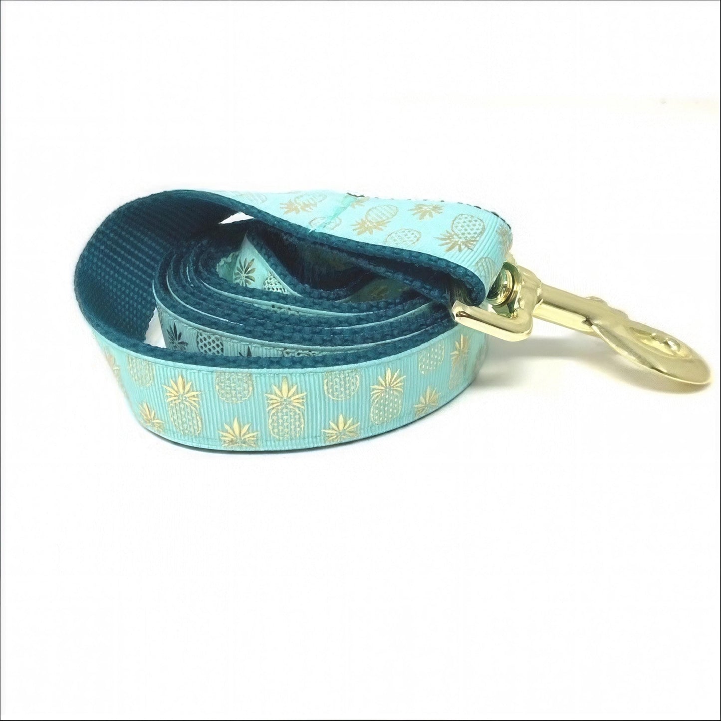 Gold, Teal, Pineapple, Dog Collar, For Girls, For Boys, Summer, Personalized, Engraved, Trendy, Pretty, Female Dog Collar, Customized