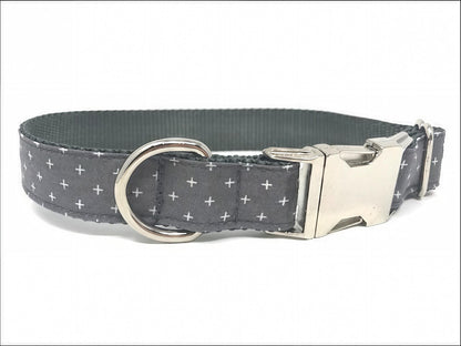 Grey Dog Collar With White Crosses, Personalized, Engraved, Customized, Religious, Christian, Trendy, Boy, Girl, Small, Medium, Large, XL