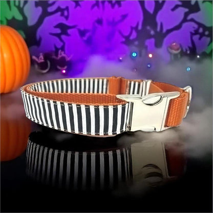 Halloween Buckle Martingale Collar, Girl Dog Collar, Fall, Orange, Black, Custom, Puppy Collar, Engraved Designer Dog Collar, Personalized