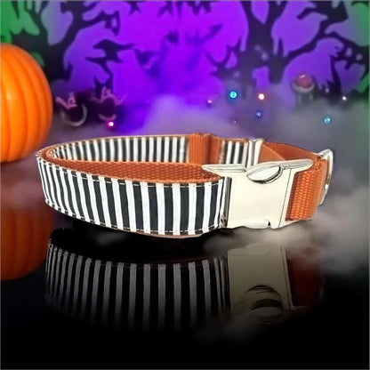 Halloween, Beetlejuice, Black, White, Neon Green, Buckle Martingale Dog Collar, Girl, Boy, Personalized, Engraved, Custom, Cute, greyhound