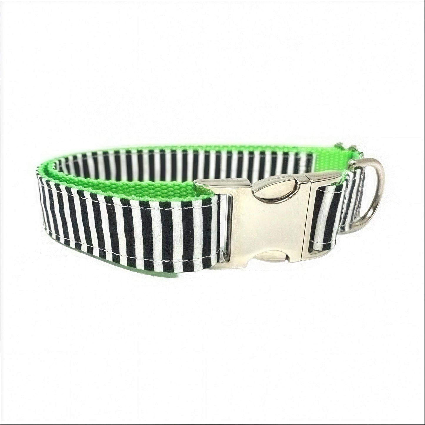 Halloween, Beetlejuice, Black, White, Neon Green, Dog Collar, Girl, Boy, Personalized, Engraved, Custom, Cute, Seasonal, Designer Dog Collar