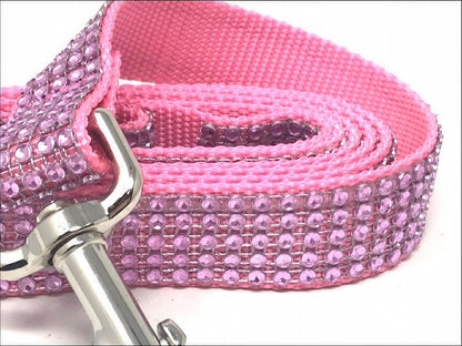 Light Pink, Fancy, Pink Rhinestone, Bling, Sparkly, Dog Leash, For Girls, Lead, 5 Foot, Small, Medium, Large, Designer, Fashion, 3/4, 1"