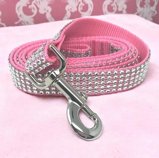 Light Pink, Fancy, Rhinestone, Bling, Sparkly, Dog Leash, For Girls, Lead, Pink, 5 Foot, Small, Medium, Large, Designer, Fashion, 3/4, 1"