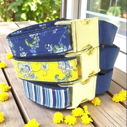 Martingale Collar, Buckle, Dog Collar Girl, For Boys, Floral, Stripe, Personalized, Engraved, Gold, Blue, Yellow, Custom, Puppy, Wide