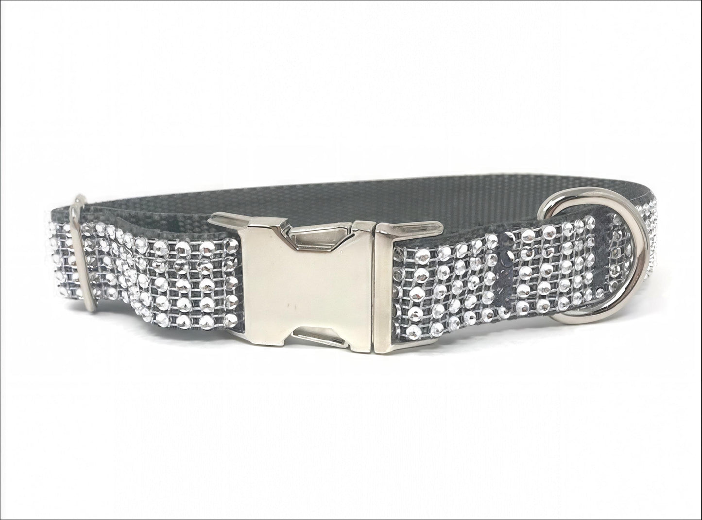 Fancy Dog Collar For Girls In Silver Rhinestone, Personalized Dog Collar, Engraved Dog Collar, Customized Dog Collar, Cat Collar