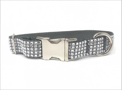 Fancy Dog Collar For Girls In Silver Rhinestone, Personalized Dog Collar, Engraved Dog Collar, Customized Dog Collar, Cat Collar