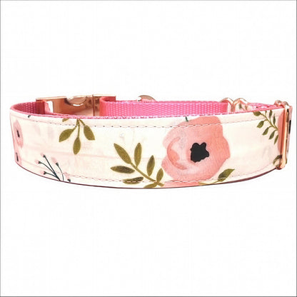Martingale Dog Collar, Girl, Pink, Rose Gold, Floral, Puppy Collar, Custom Collar, Engraved Collar, Personalize, Cute, Female, 1.5" Wide