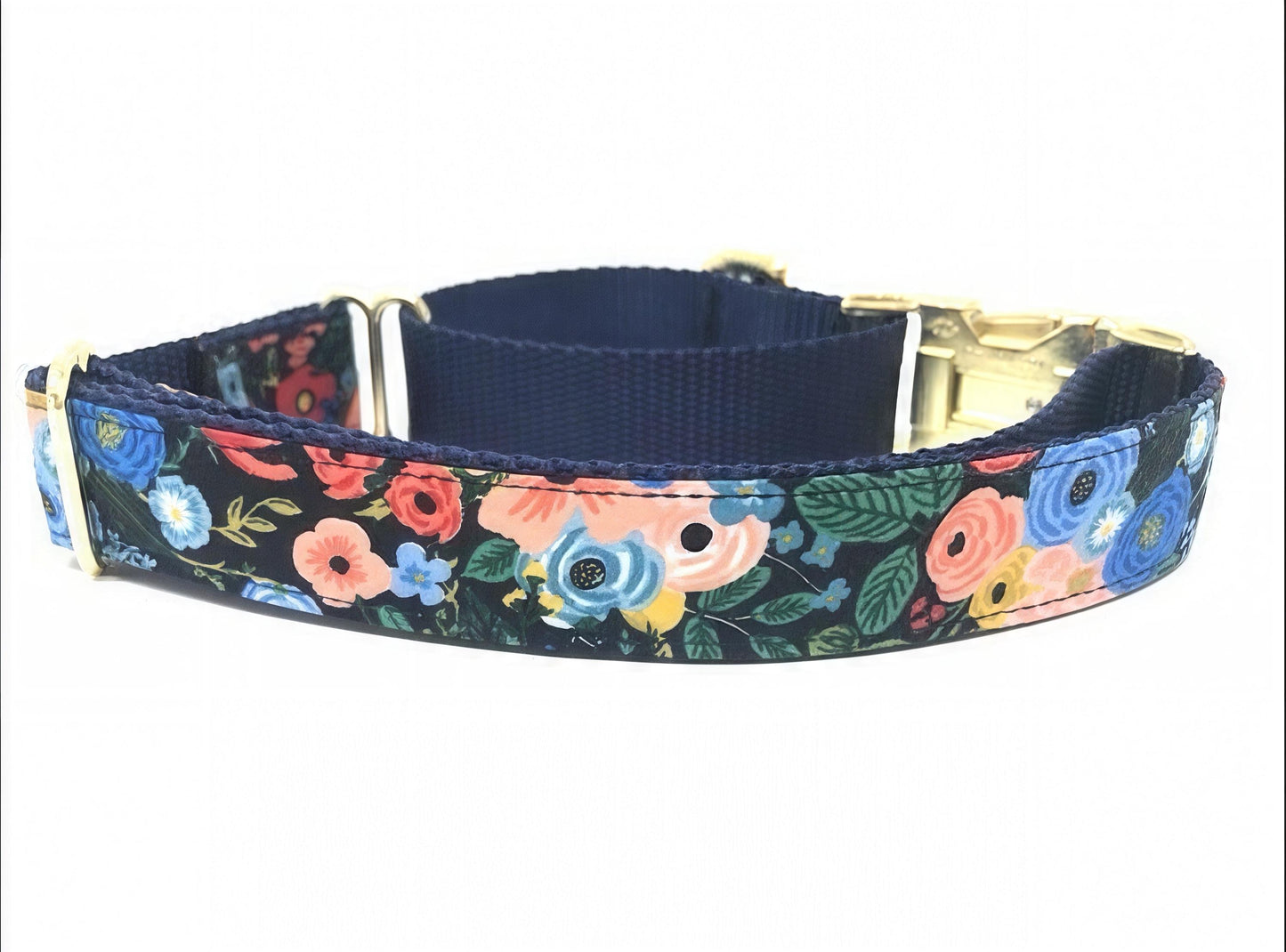 1.5" Wide, Martingale Collar, W/Buckle, Floral, Dog Collar Girl, Personalized, Engraved Dog Collar, Custom Dog Collar, Designer, Puppy