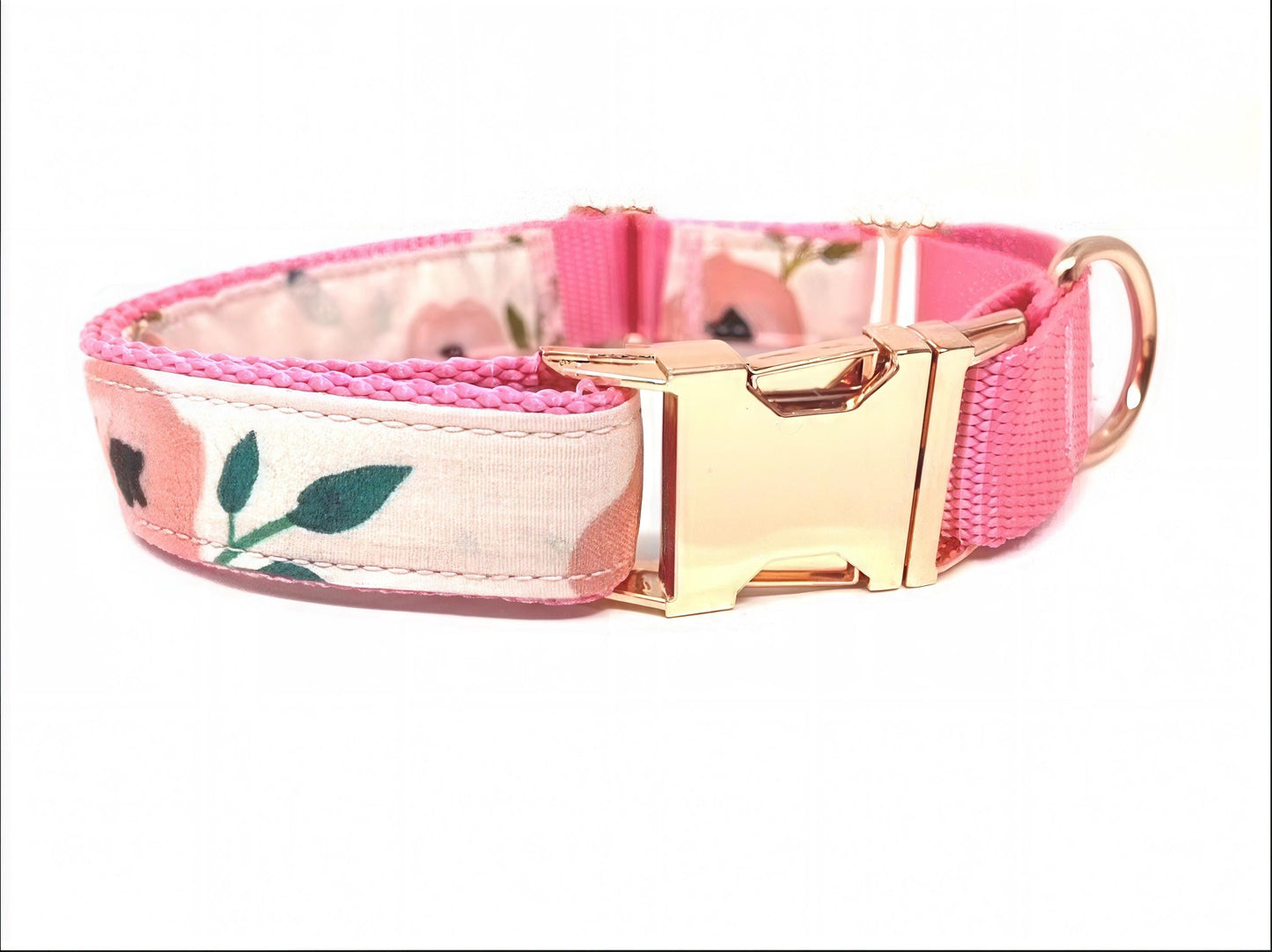 1.5" Wide, Pink, Martingale Dog Collar, Rose Gold Buckle, Floral, Dog Collar Girl, Personalized, Custom Dog Collar, Engraved Collar, Puppy