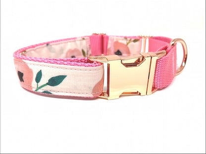 1.5" Wide, Pink, Martingale Dog Collar, Rose Gold Buckle, Floral, Dog Collar Girl, Personalized, Custom Dog Collar, Engraved Collar, Puppy