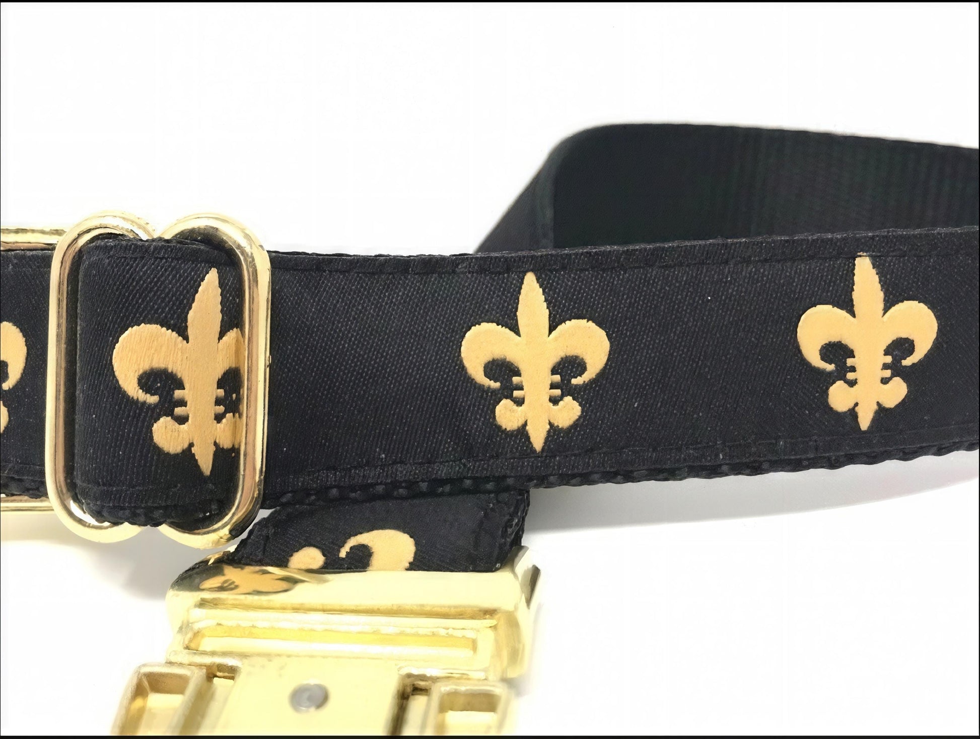 Gold And Black, Fleur-de-lis Dog Collar, New Orleans Saints Inspired Dog Collar For Boy Or Girl , Personalized, Custom, Engraved