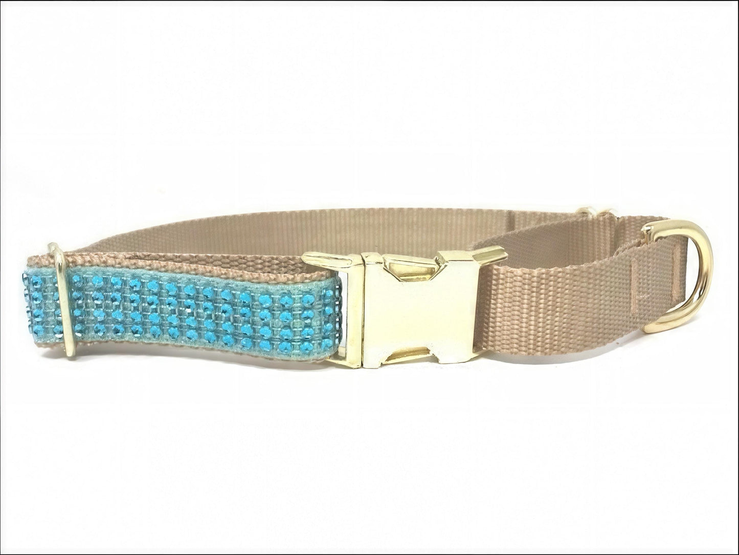 Martingale Dog Collar, With Buckle, Girls, Boys, Male, Female, Teal, Gold, Rhinestone, Glitter, Fancy, Sparkly, Bling, Personalized, Choker