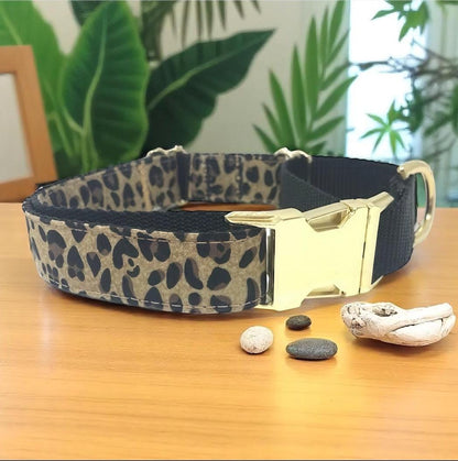 Martingale Dog Collar, With Buckle, Leopard Print, Cheetah, Animal, Gold, Female, Girls, Personalized, Engrave, Fall, Winter, Choker