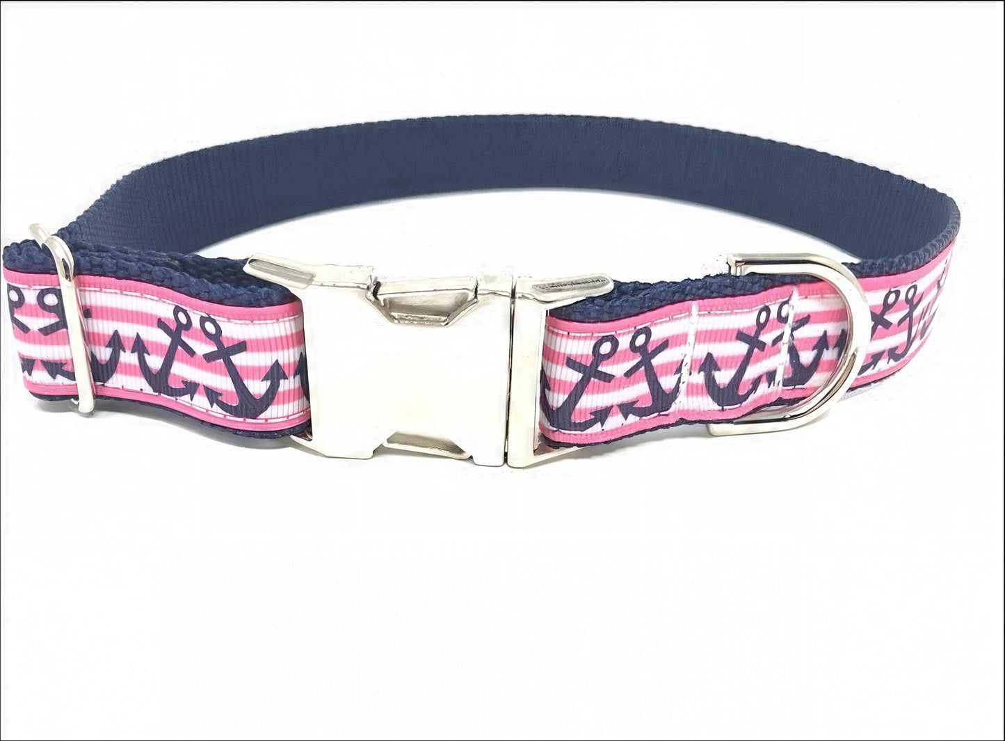 Dog Collar, Pink, Anchors, Summer, Spring, Girl Dog Collar, Nautical Dog Collar, Custom Dog Collar, Engraved Dog Collar, Personalized