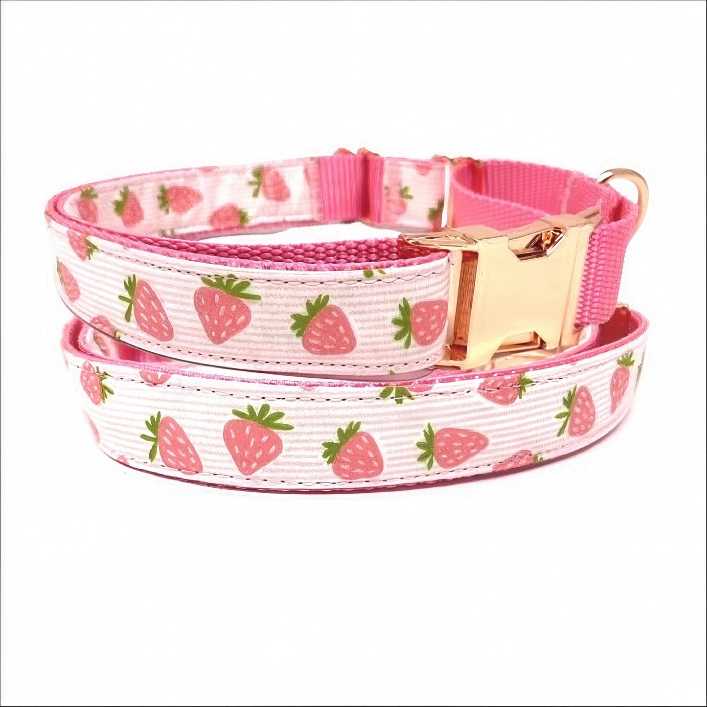 Pink, Custom, Buckle Martingale Dog Collar, Strawberry, Stripe, Girl, Big Pup Pet Fashion, Designer, Puppy, Greyhound, Whippet, Fabric