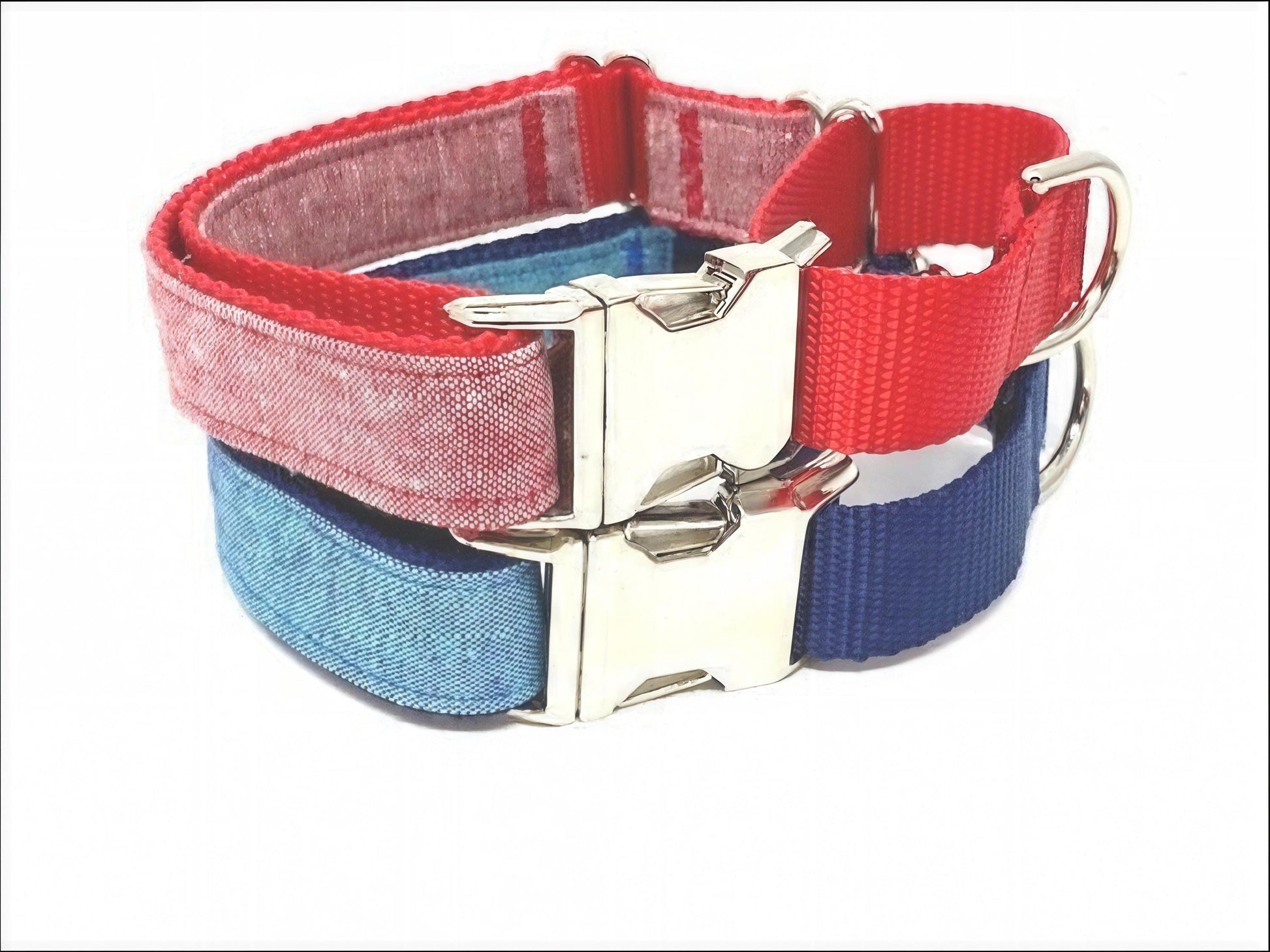 Martingale Dog Collar, With Metal Buckle, Denim Dog Collar, Red, Blue, Silver, Boys, Girls, Personalized, Engraved, Fashion Choker Collar
