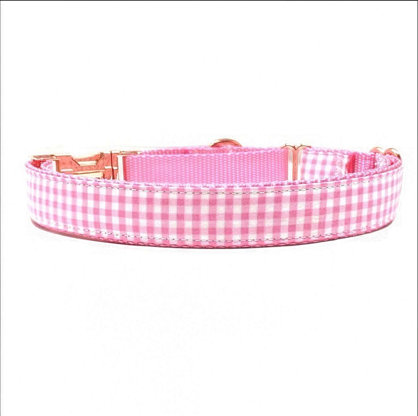 Pink, Martingale Dog Collar, Rose Gold Buckle, Gingham, Dog Collar Girl, Personalized, Custom Dog Collar, Engraved, Puppy, Designer Collar