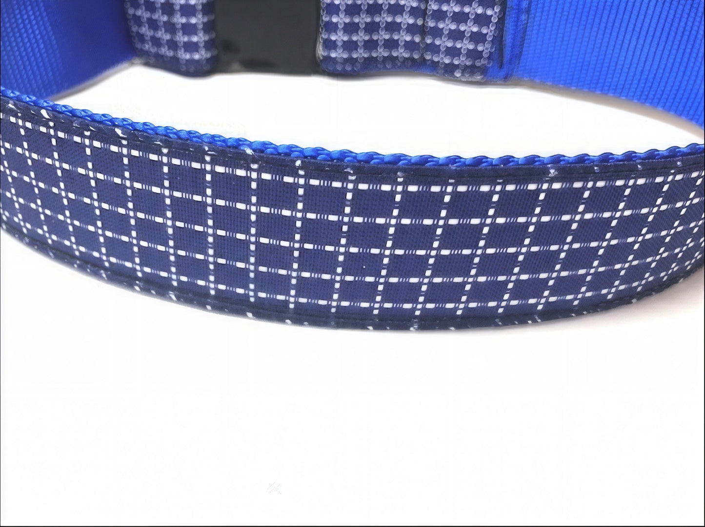 Blue And White Stripe Dog Collar For Boys, 1.5" Wide Dog Collar, Personalized Dog Collar, Custom, Engraved Dog Collar For Large Dogs