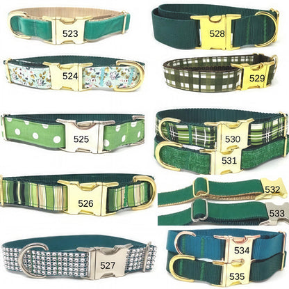 Blue Boy Dog Collar, Plaid, Stripe, Dot, Girl, Personalize, Engrave, Custom, Cute, Designer, Plaid, Floral, Green, Velvet, Flannel, Floral