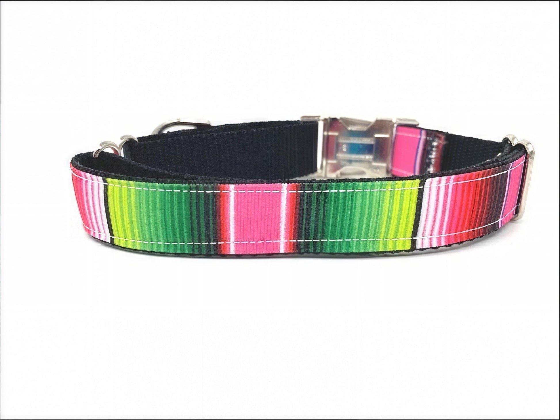 Martingale Choker Dog Collar With Buckle, For Girls, Pink, Purple, Blue, Serepe Stripe, Personalized, Engraved, Choker Collar