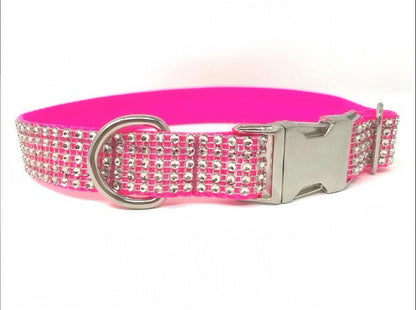 Hot Pink, Rhinestone, Custom, Dog Collar, Girl, Personalized, Engraved, Cute, Designer, Puppy, Cat, Pet, Small, Medium, Large, Diamond