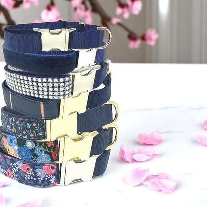 Blue Buckle Martingale Dog Collar, Girl, Boy, Cute, Designer, Puppy, Small, Large, Whippet, Greyhound, Custom, Personalized, Gold, Male, Pet