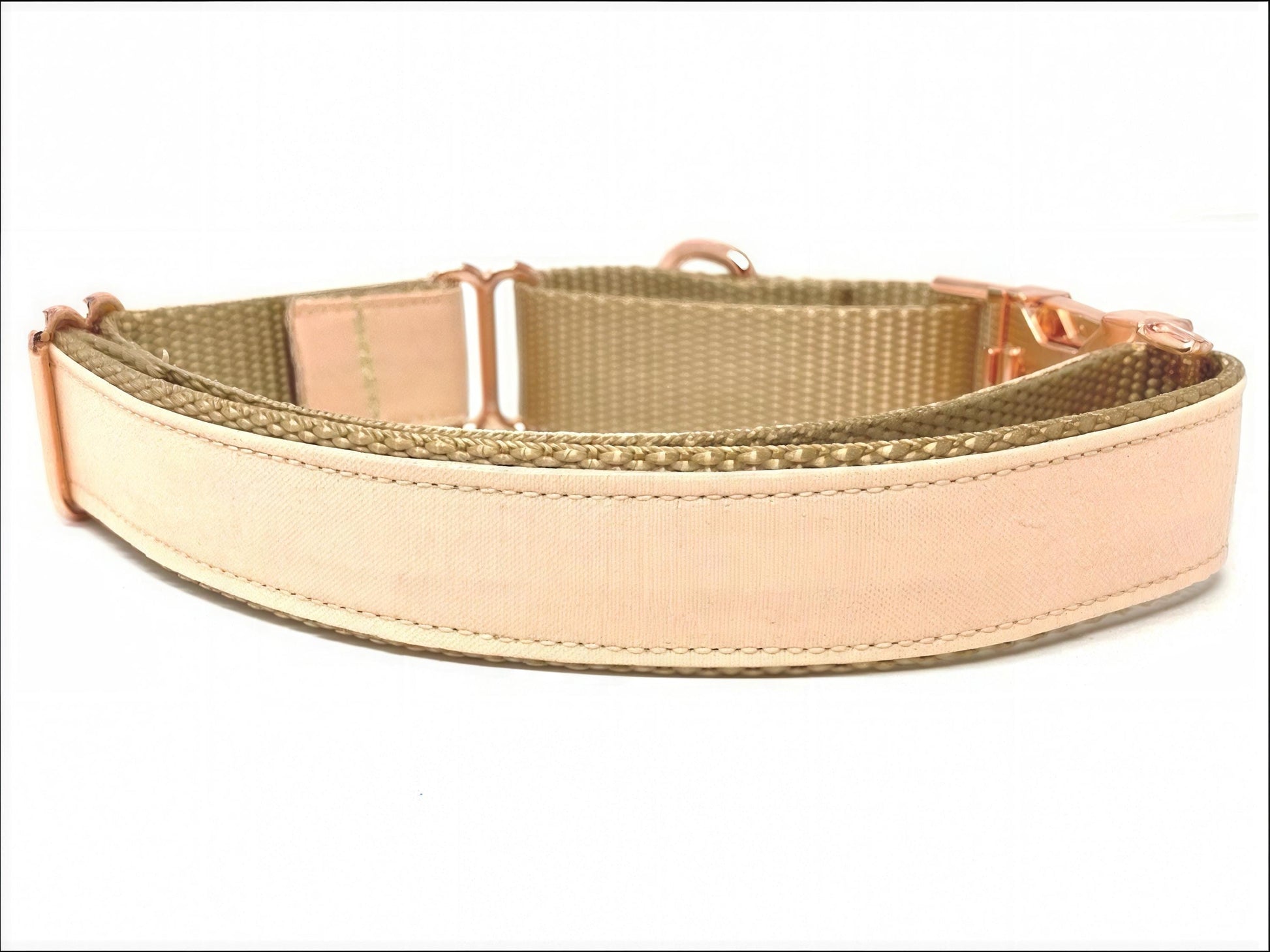 Peach, Custom, Buckle Martingale Dog Collar, Girl, Personalized, Engraved, Cute, Designer, Puppy, Greyhound, Whippet, Rose Gold, Pink